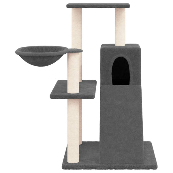 Árvore p/ gatos c/ postes arranhadores sisal 82 cm cinza-escuro