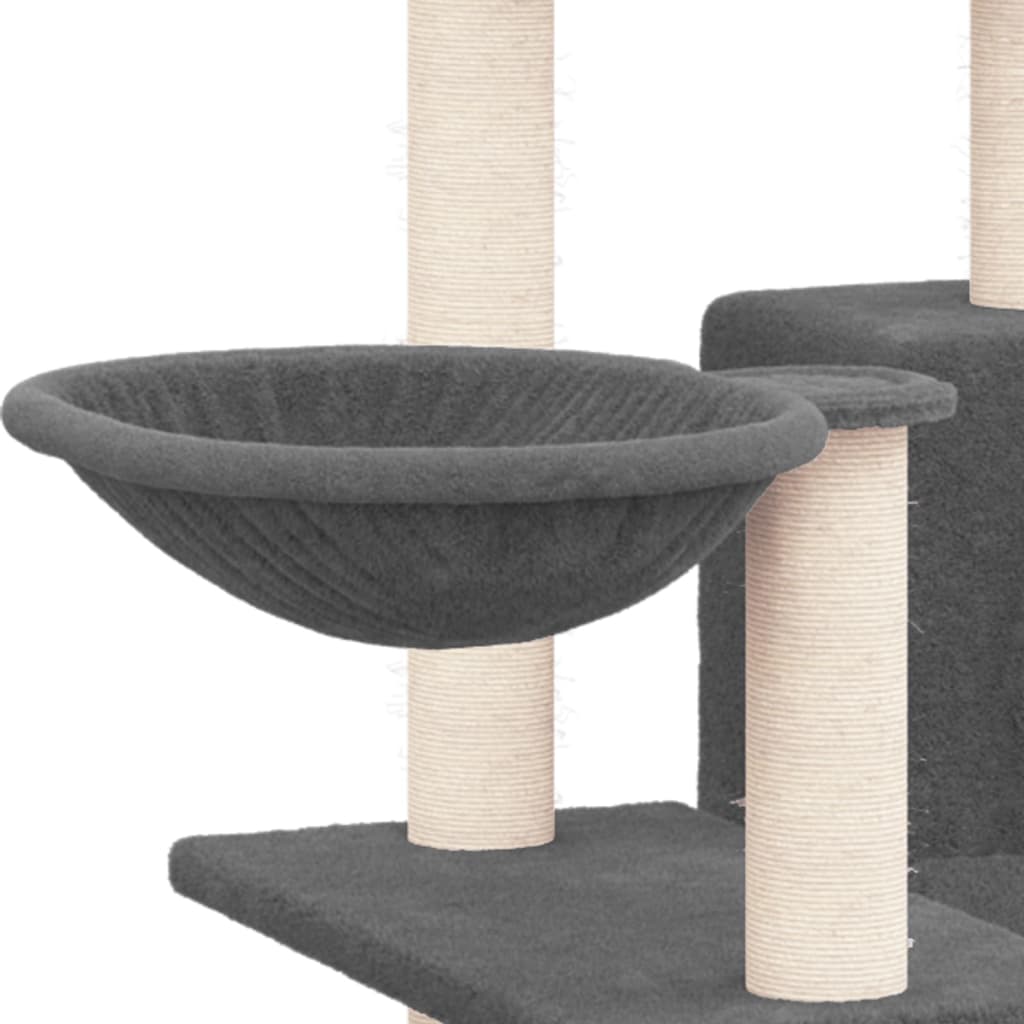 Árvore p/ gatos c/ postes arranhadores sisal 82 cm cinza-escuro