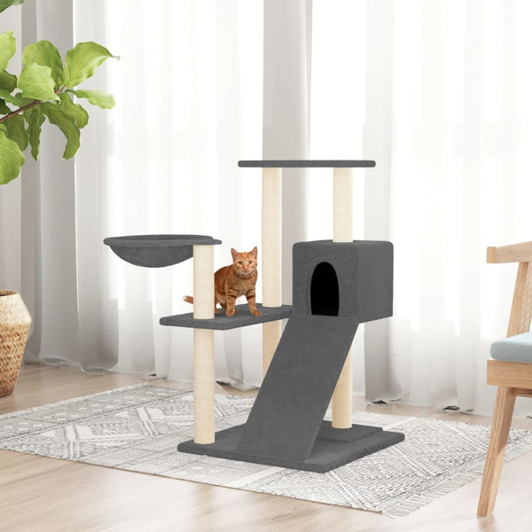 Árvore p/ gatos c/ postes arranhadores sisal 82 cm cinza-escuro