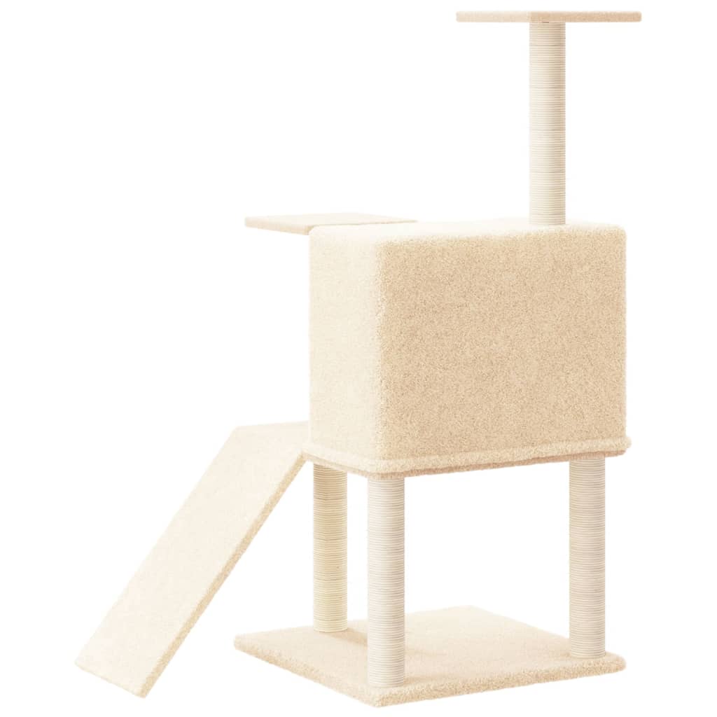 Árvore p/ gatos c/ postes arranhadores sisal 109 cm cor creme