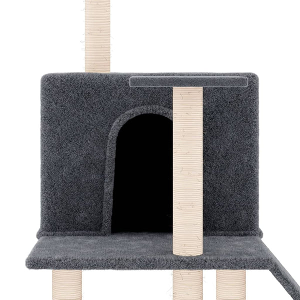 Árvore p/ gatos c/ postes arranhadores sisal 109cm cinza-escuro