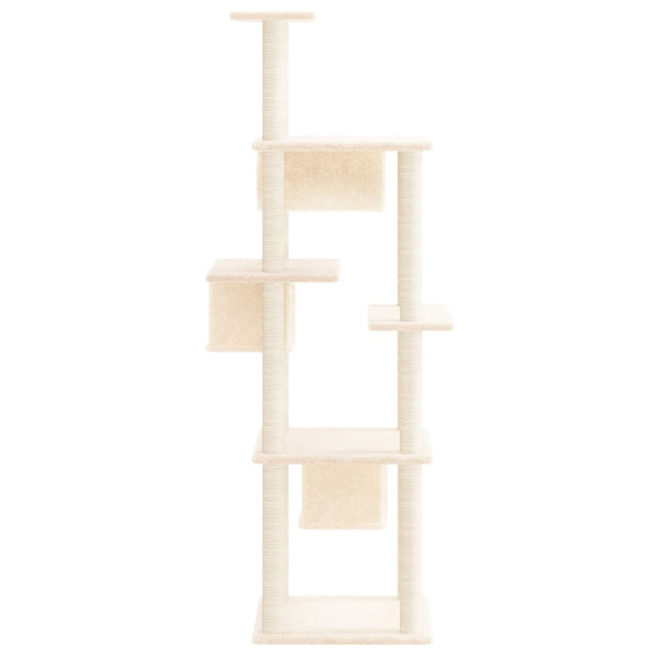 Árvore para gatos c/ postes arranhadores sisal 169 cm cor creme