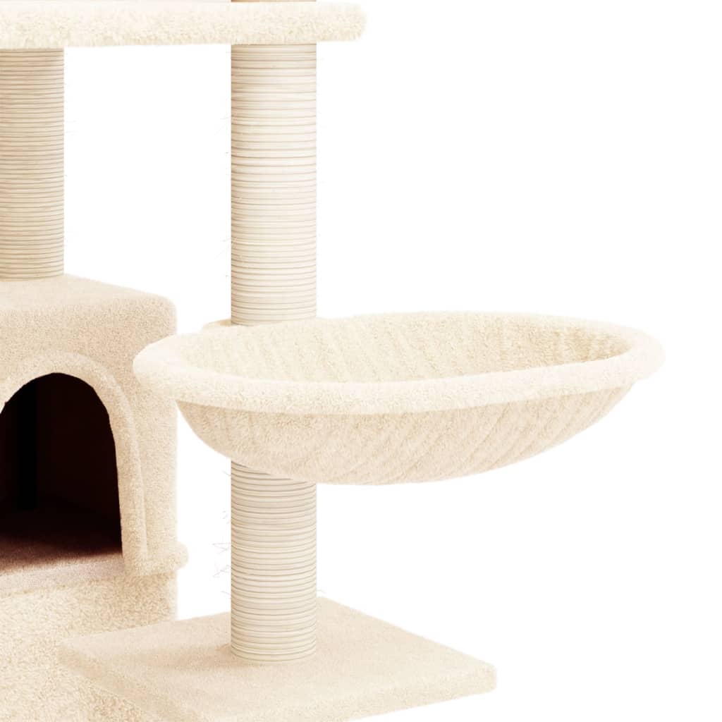 Árvore p/ gatos c/ postes arranhadores sisal 175 cm cor creme