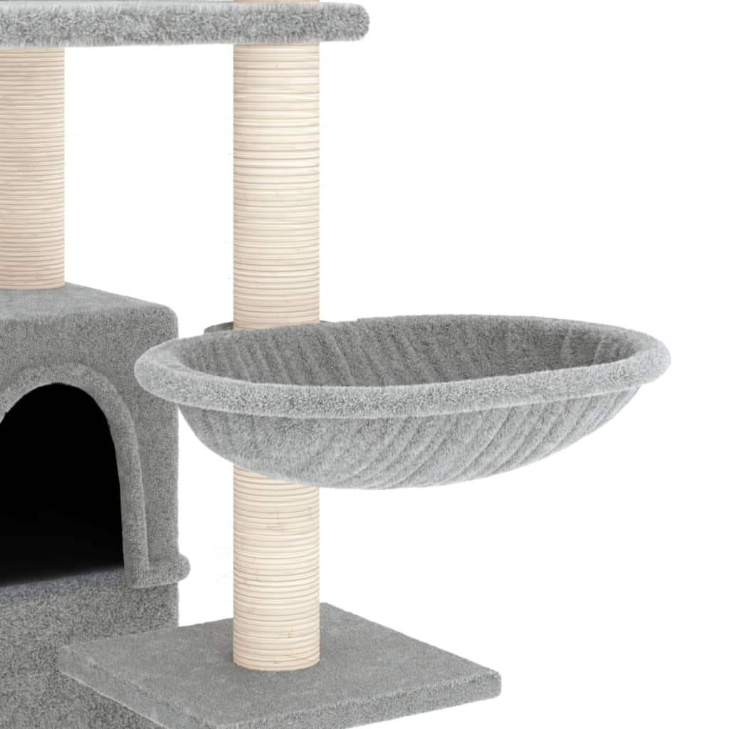 Árvore p/ gatos c/ postes arranhadores sisal 175 cm cinza-claro