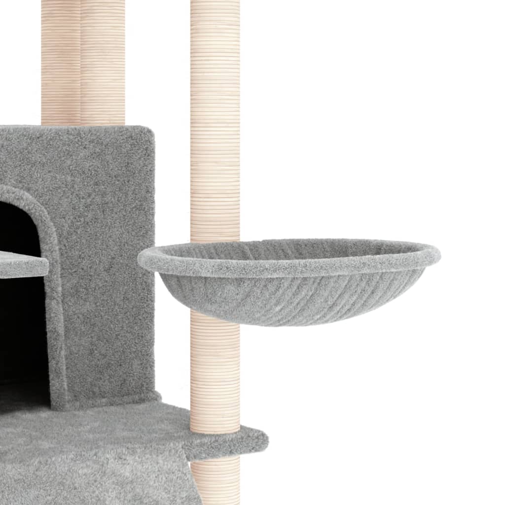 Árvore p/ gatos c/ postes arranhadores sisal 154 cm cinza-claro