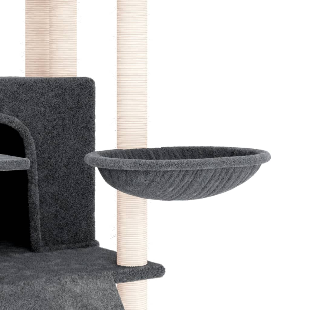 Árvore p/ gatos c/ postes arranhadores sisal 154cm cinza-escuro