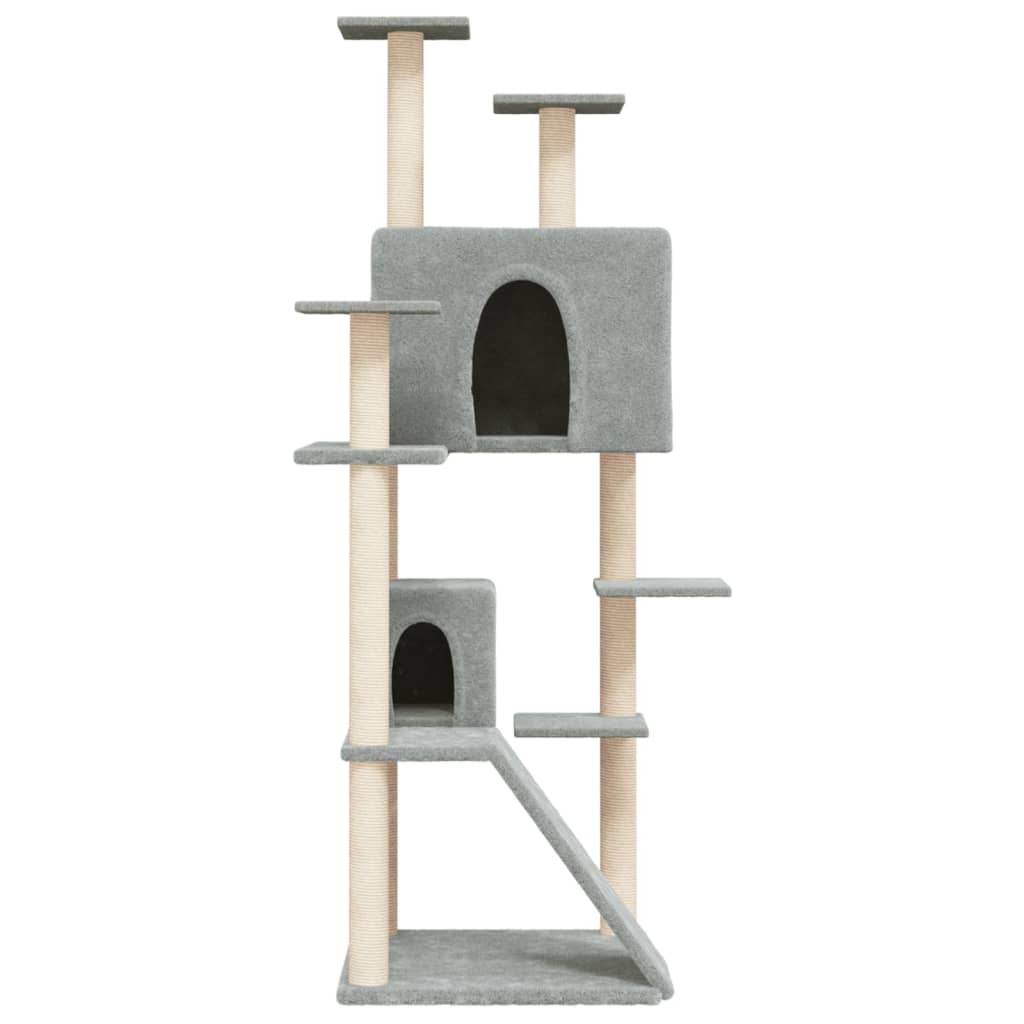 Árvore p/ gatos c/ postes arranhadores sisal 153 cm cinza-claro