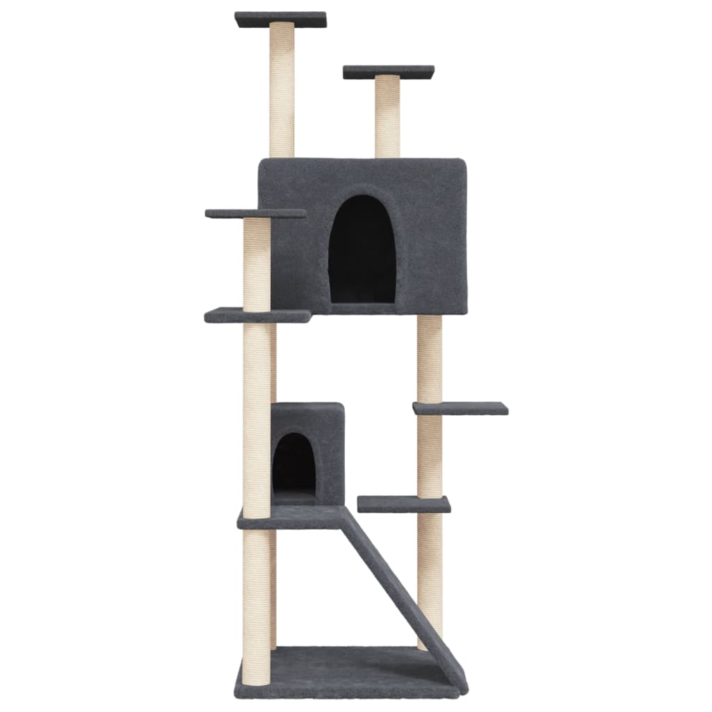 Árvore p/ gatos c/ postes arranhadores sisal 153cm cinza-escuro