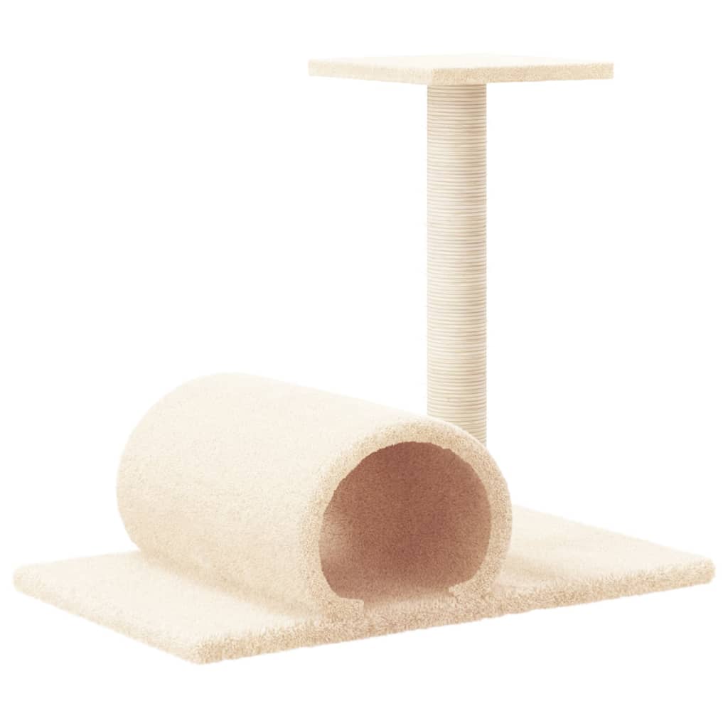 Poste arranhador para gatos com túnel 60x34,5x50 cor creme