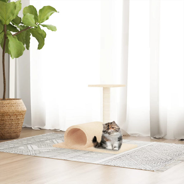 Poste arranhador para gatos com túnel 60x34,5x50 cor creme