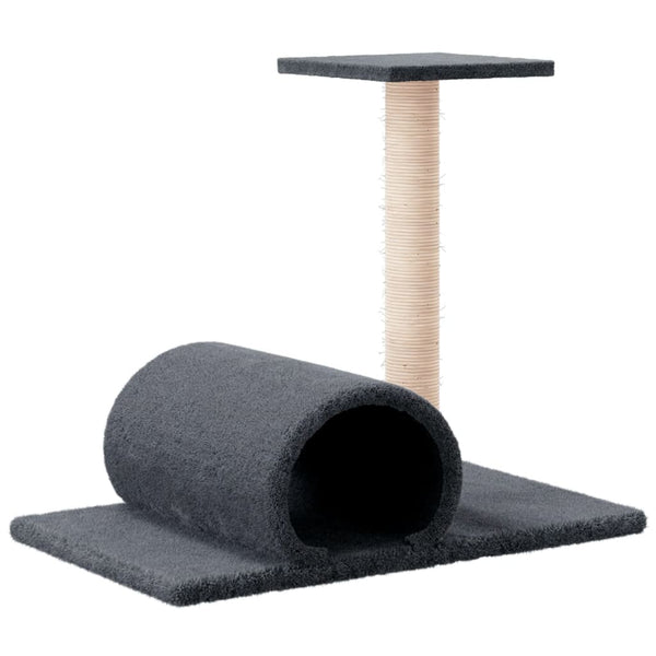 Poste arranhador para gatos com túnel 60x34,5x50cm cinza-escuro