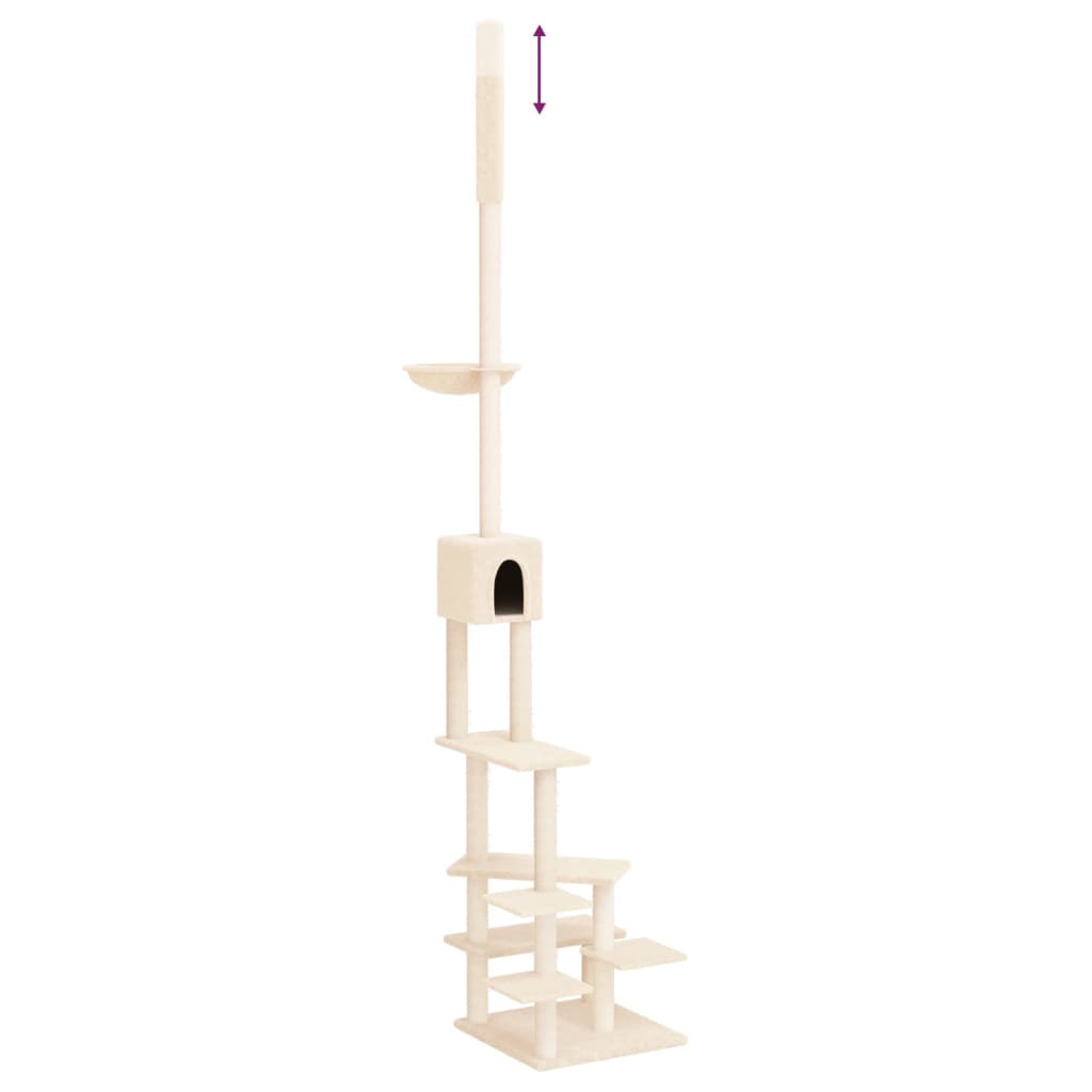 Árvore p/ gatos altura ajustável chão-teto 268,5-294,5 cm creme