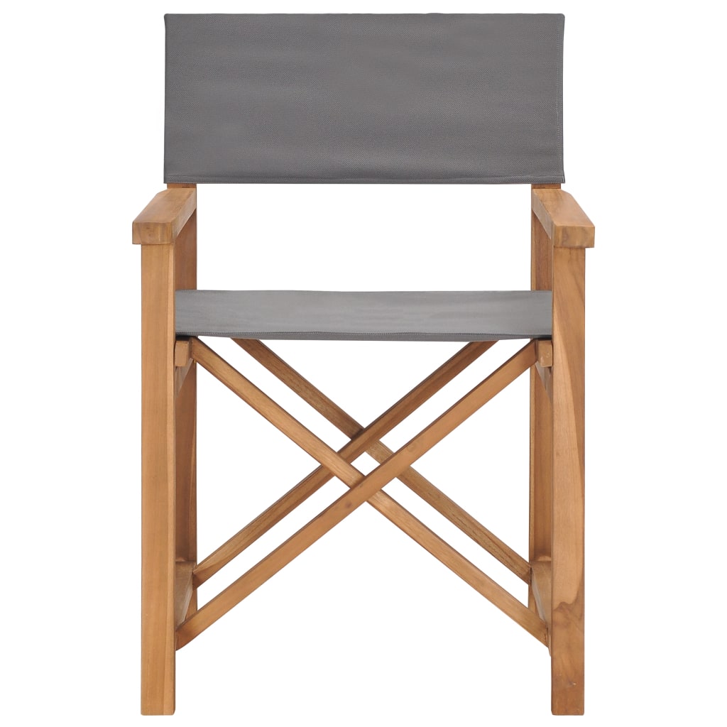 Cadeiras de realizador 2 pcs madeira de teca maciça cinzento