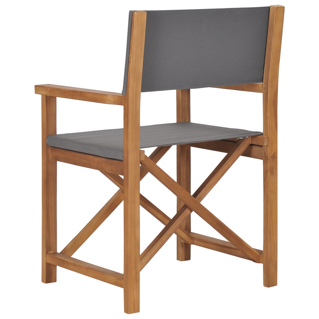 Cadeiras de realizador 2 pcs madeira de teca maciça cinzento