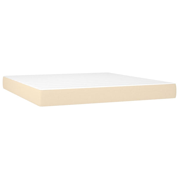 Cama box spring c/ colchão e LED 160x200 cm tecido cor creme