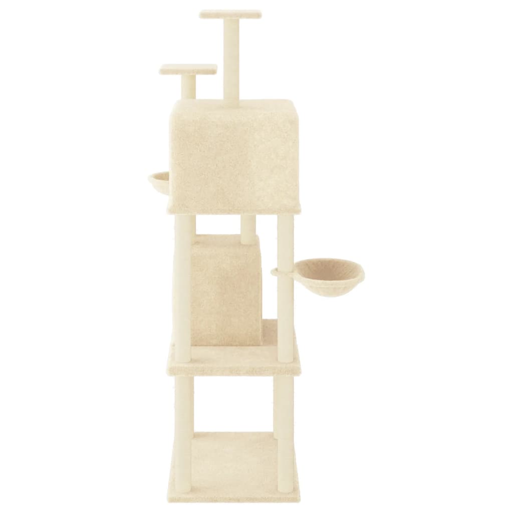 Árvore para gatos c/ postes arranhadores sisal 180 cm cor creme