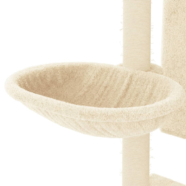 Árvore para gatos c/ postes arranhadores sisal 130,5 cm creme