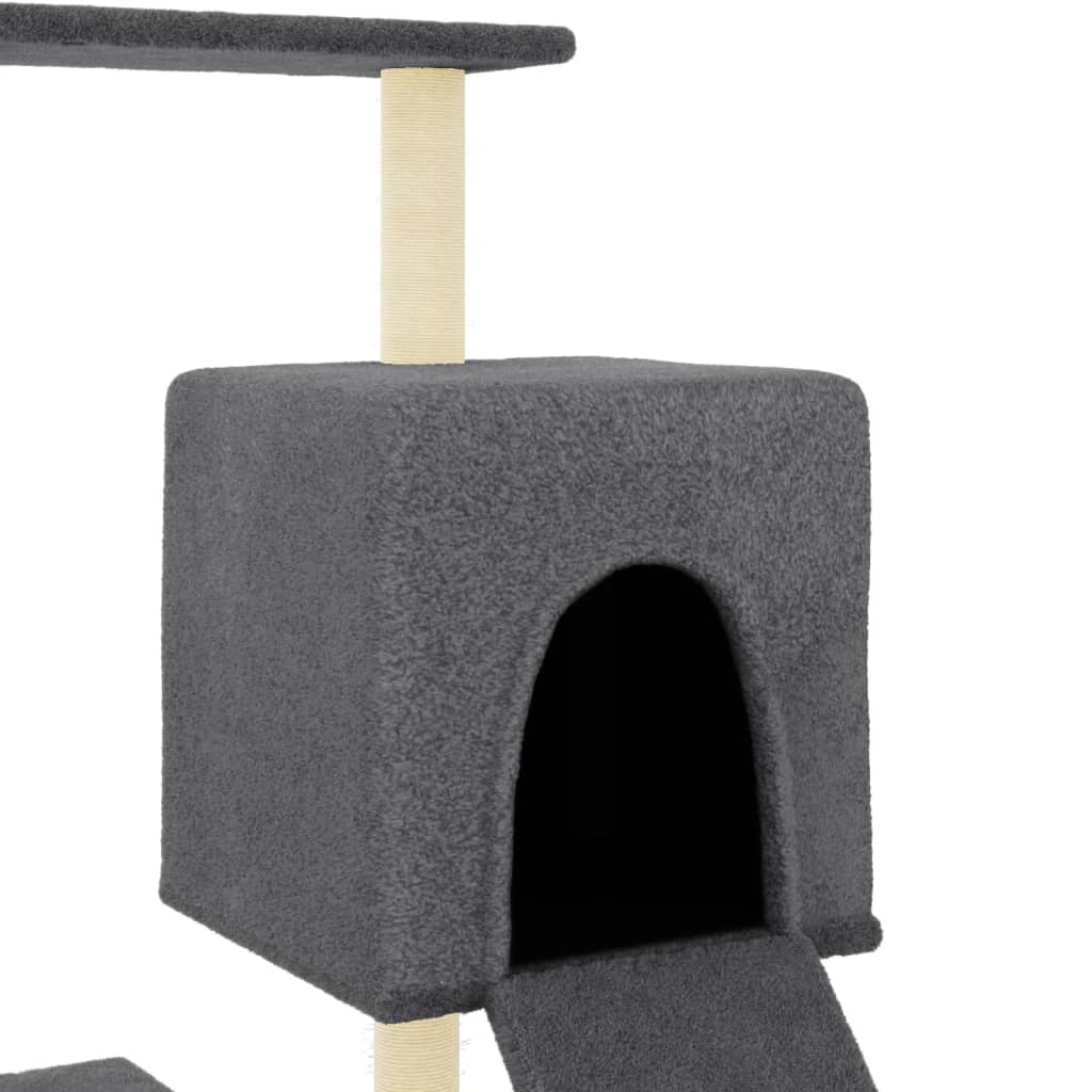 Árvore gatos c/ postes arranhadores sisal 130,5 cm cinza-escuro