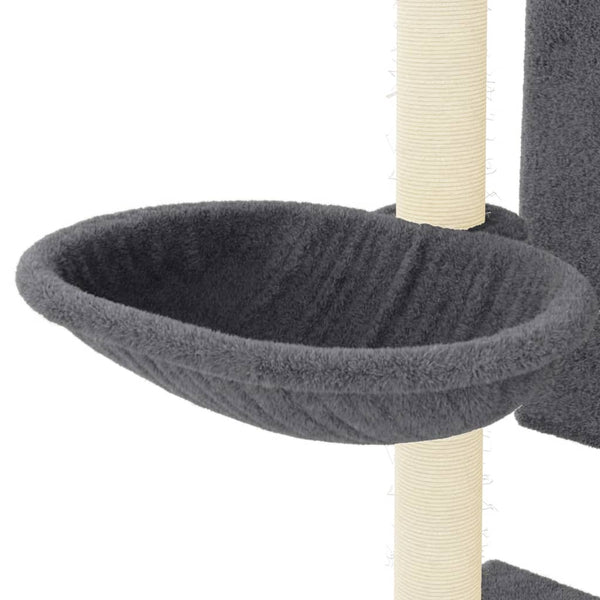 Árvore gatos c/ postes arranhadores sisal 130,5 cm cinza-escuro