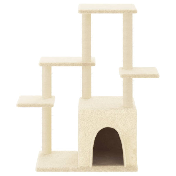 Árvore para gatos c/ postes arranhadores sisal 97,5 cm creme