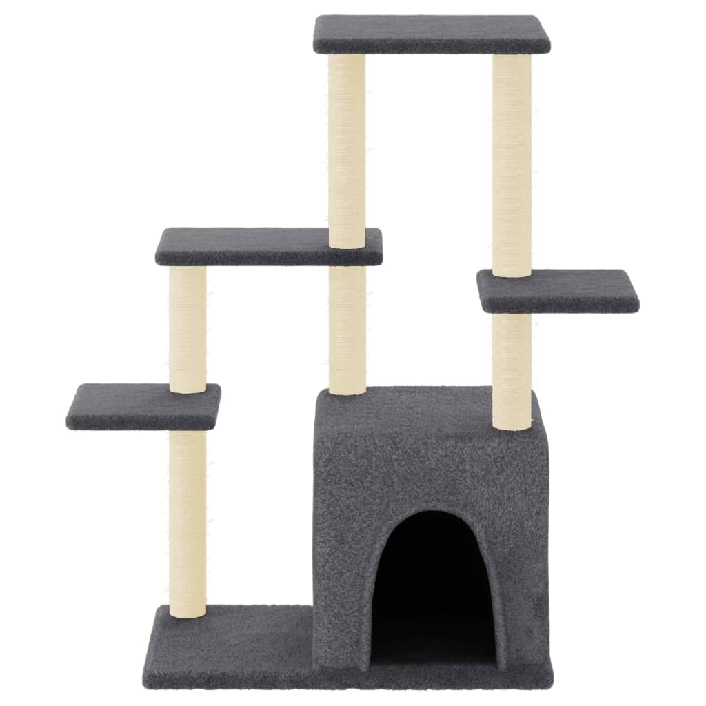 Árvore gatos c/ postes arranhadores sisal 97,5 cm cinza-escuro