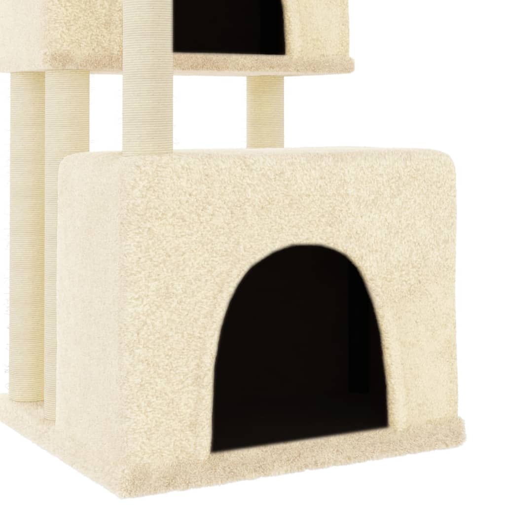 Árvore para gatos c/ postes arranhadores sisal 122 cm cor creme