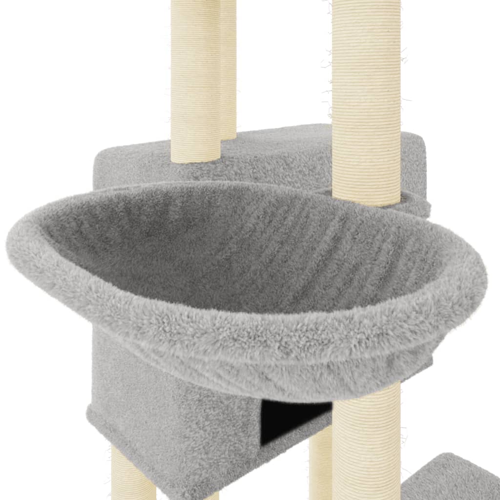 Árvore p/ gatos c/ postes arranhadores sisal 122 cm cinza-claro