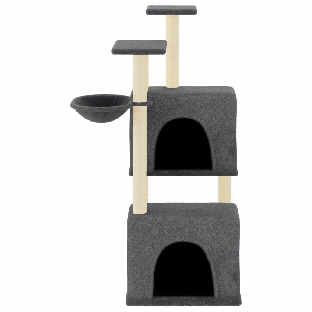 Árvore p/ gatos c/ postes arranhadores sisal 122cm cinza-escuro