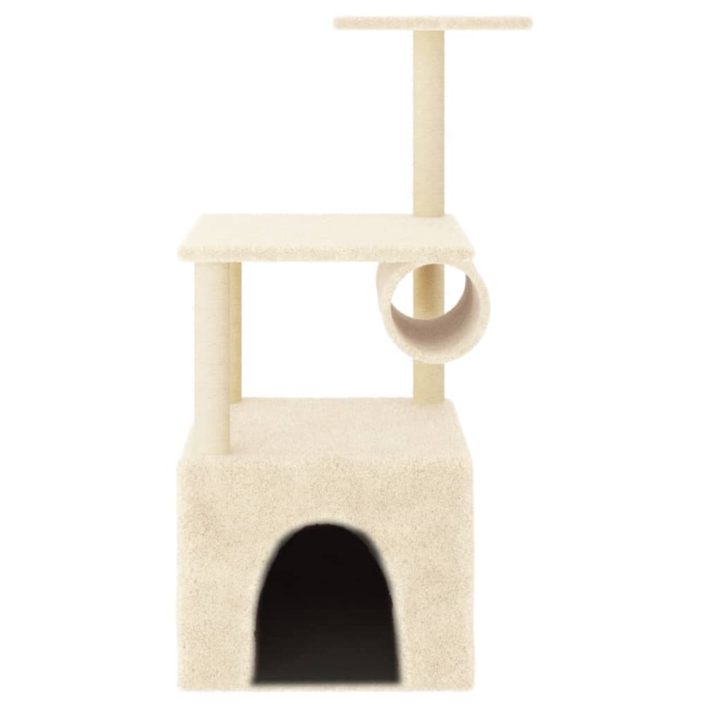 Árvore para gatos c/ postes arranhadores sisal 109,5 cm creme