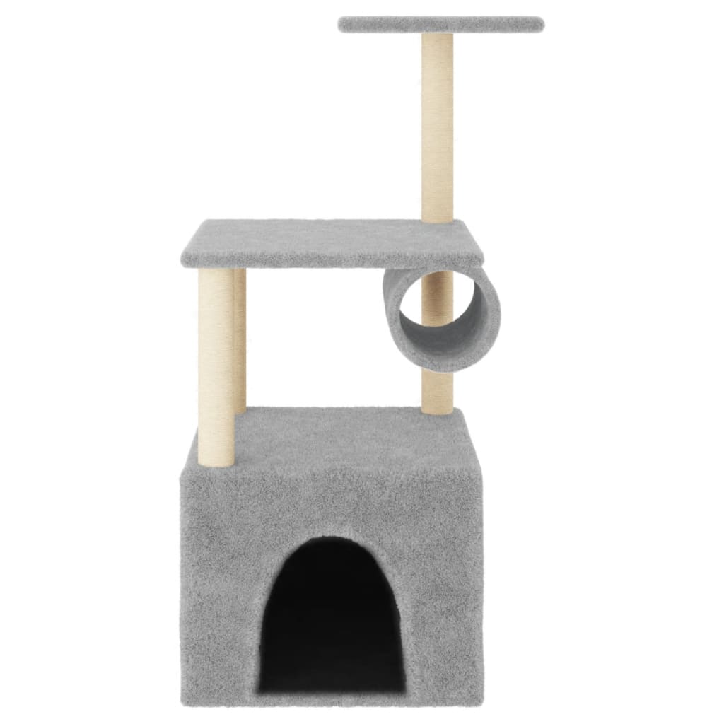 Árvore gatos c/ postes arranhadores sisal 109,5 cm cinza-claro