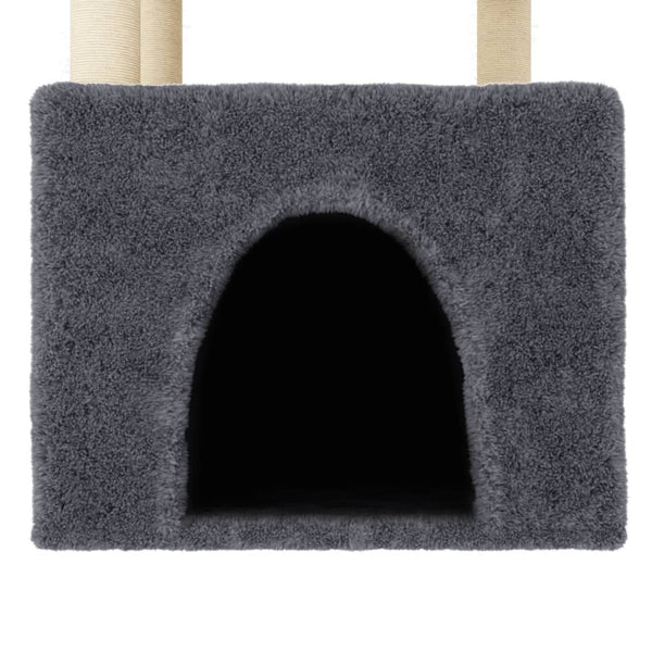 Árvore gatos c/ postes arranhadores sisal 109,5cm cinza-escuro