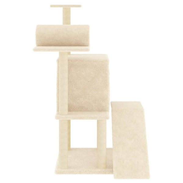 Árvore para gatos c/ postes arranhadores sisal 110,5 cm creme