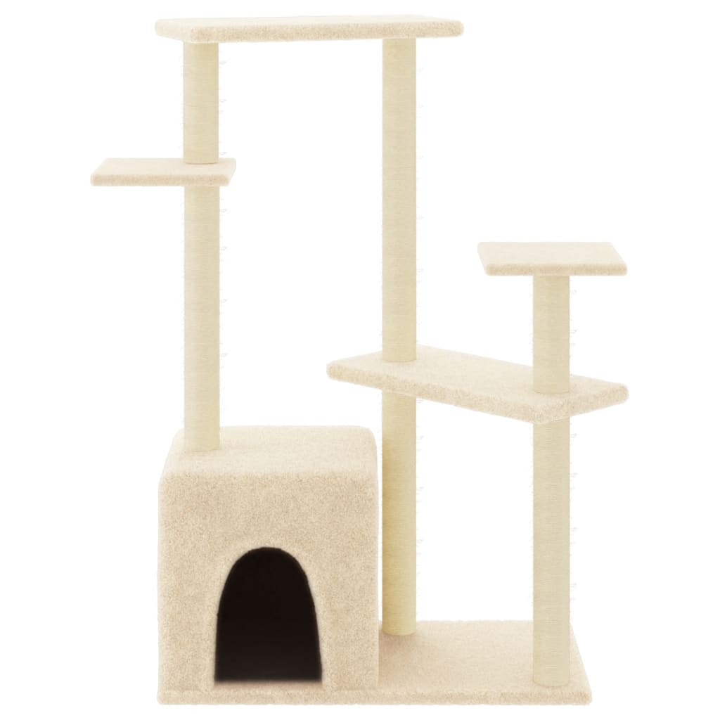 Árvore para gatos c/ postes arranhadores sisal 107,5 cm creme