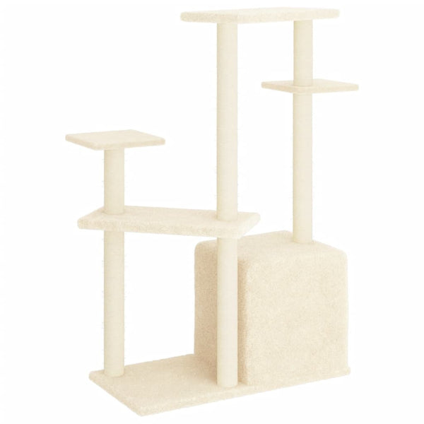 Árvore para gatos c/ postes arranhadores sisal 107,5 cm creme