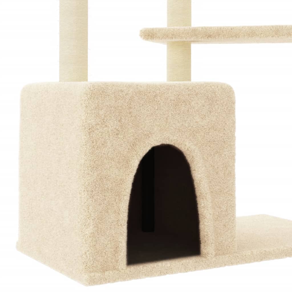 Árvore para gatos c/ postes arranhadores sisal 107,5 cm creme