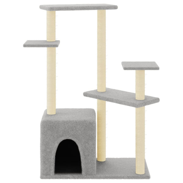 Árvore p/ gatos c/ arranhadores sisal 107,5 cm cinza-claro