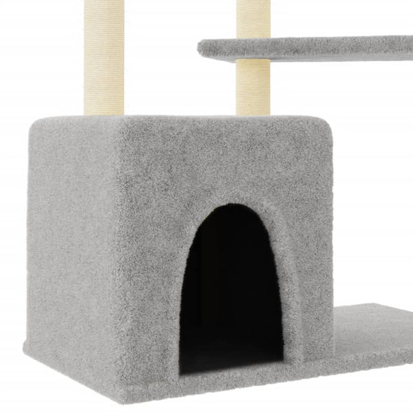 Árvore p/ gatos c/ arranhadores sisal 107,5 cm cinza-claro