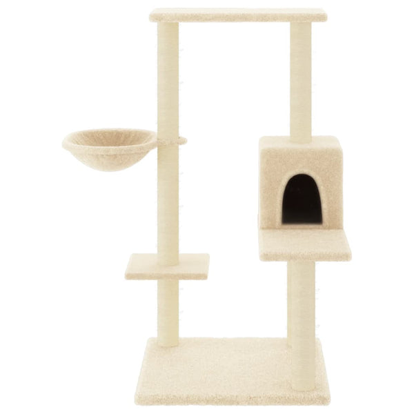 Árvore para gatos c/ postes arranhadores sisal 95 cm cor creme