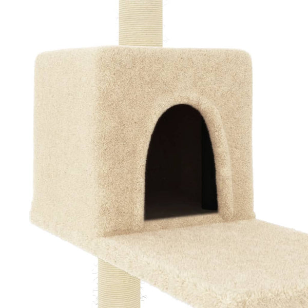 Árvore para gatos c/ postes arranhadores sisal 95 cm cor creme