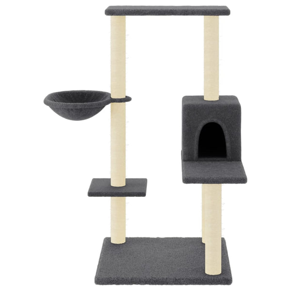 Árvore p/ gatos c/ postes arranhadores sisal 95 cm cinza-escuro