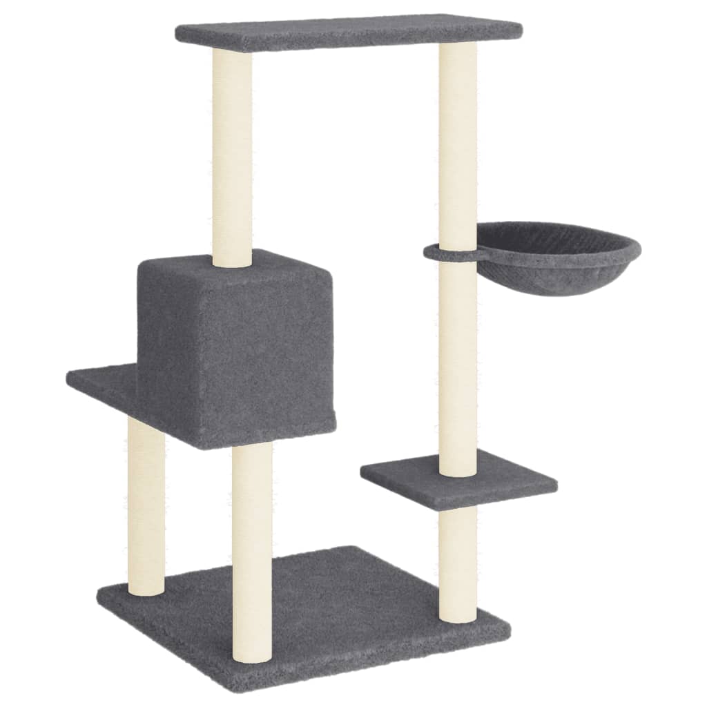 Árvore p/ gatos c/ postes arranhadores sisal 95 cm cinza-escuro