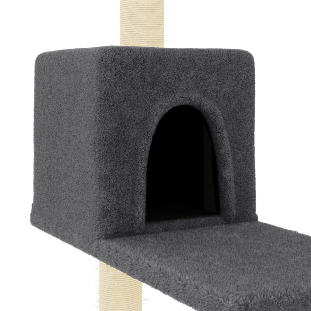 Árvore p/ gatos c/ postes arranhadores sisal 95 cm cinza-escuro