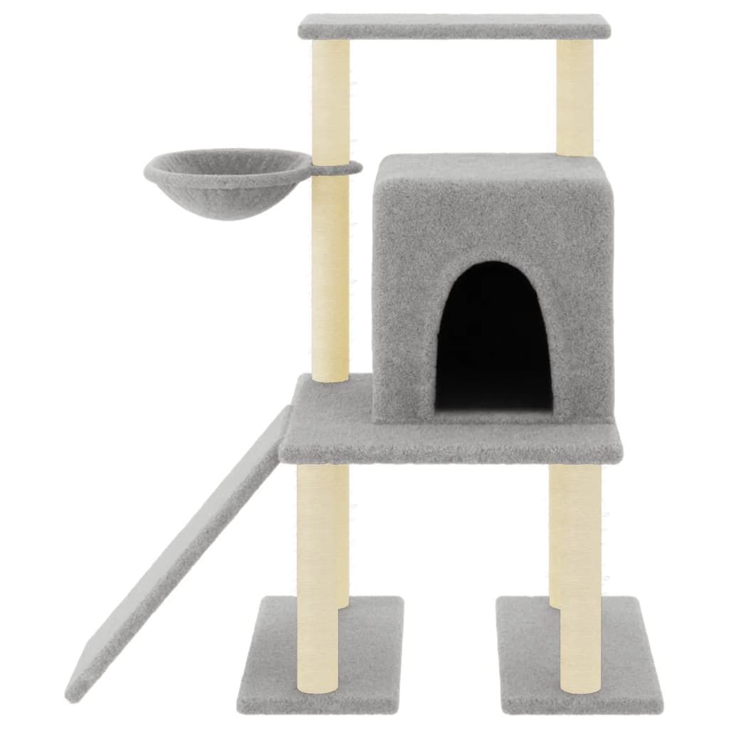 Árvore p/ gatos c/ postes arranhadores sisal 96,5cm cinza-claro