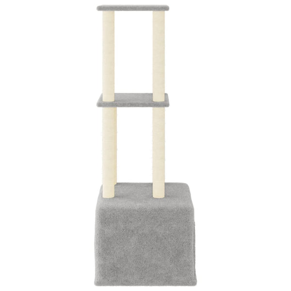 Árvore gatos c/ postes arranhadores sisal 133,5 cm cinza-claro