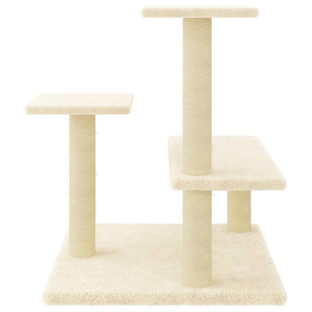 Árvore p/ gatos c/ postes arranhadores sisal 61 cm cor creme