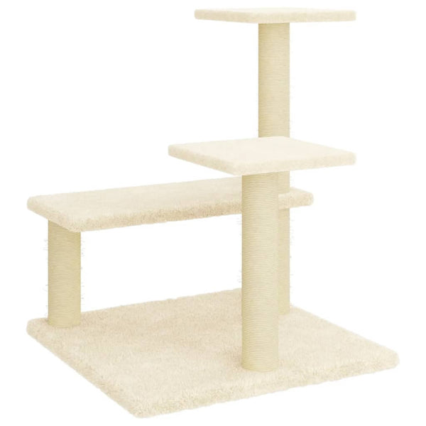 Árvore p/ gatos c/ postes arranhadores sisal 61 cm cor creme