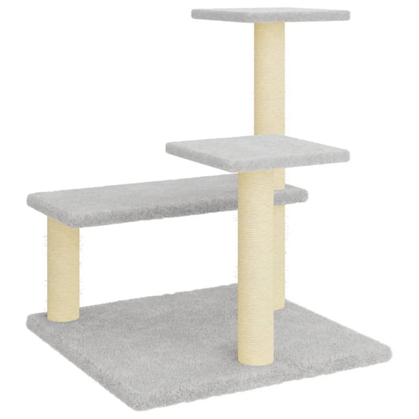 Árvore p/ gatos c/ postes arranhadores sisal 61 cm cinza-claro