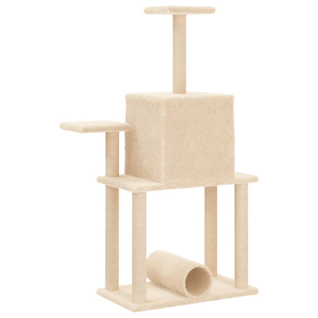 Árvore para gatos c/ postes arranhadores sisal 122 cm cor creme