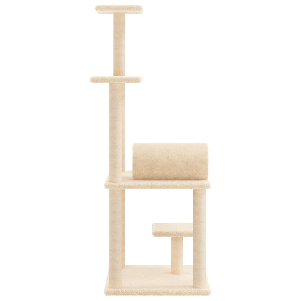 Árvore para gatos c/ postes arranhadores sisal 136 cm cor creme