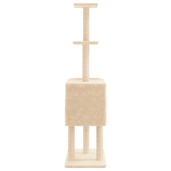 Árvore para gatos c/ postes arranhadores sisal 145 cm cor creme